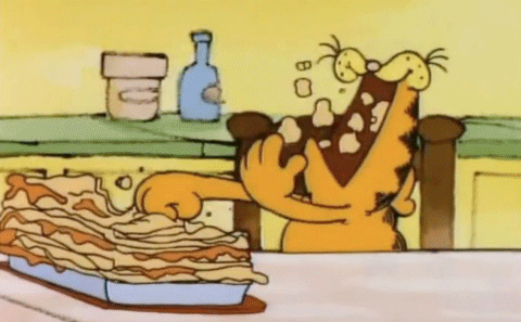 Garfield loves lasagna