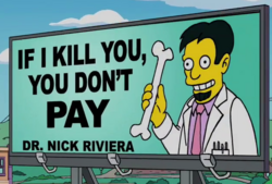 Doctor Nick from The Simpsons on a billboard