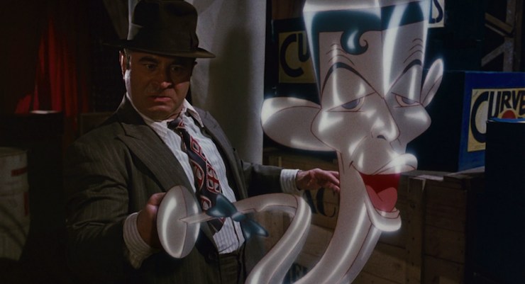 Eddie Valiant from Who Framed Roger Rabbit holds the singing sword